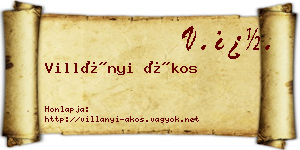 Villányi Ákos névjegykártya